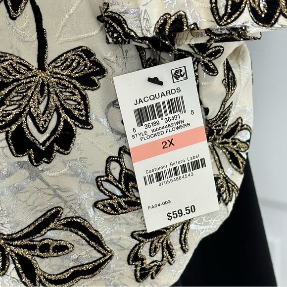 JM COLLECTION dress blouse Elegant black cream shimmer party top BEAUTIFUL 2X - Picture 12 of 13